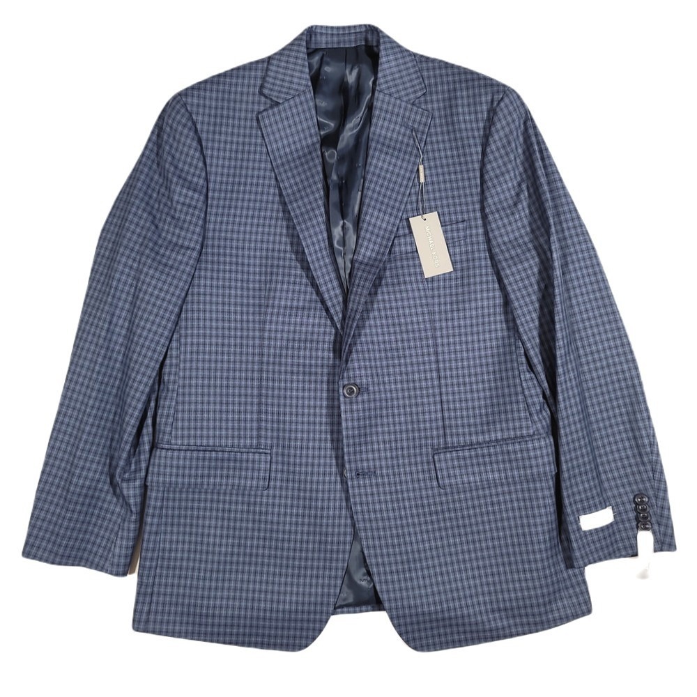 Michael Kors Check Sport Coat Mens 42L Blue Navy Classic-Fit‎ Kelson $295 NEW